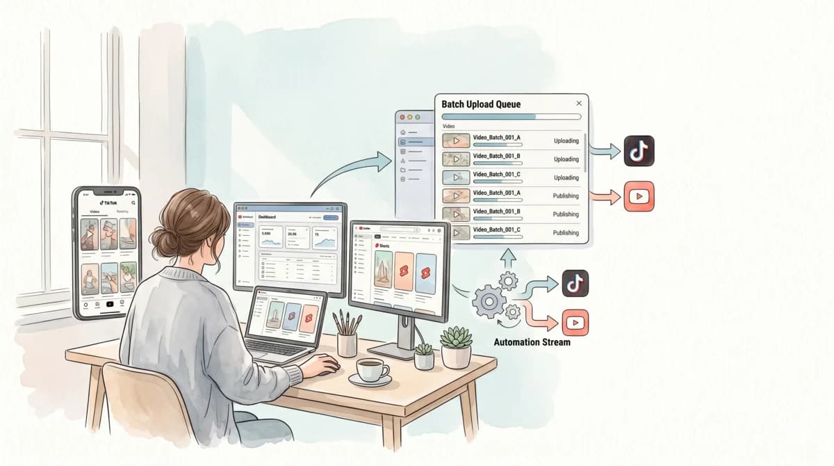Creator automating short-form video content across TikTok, Instagram, and YouTube Shorts